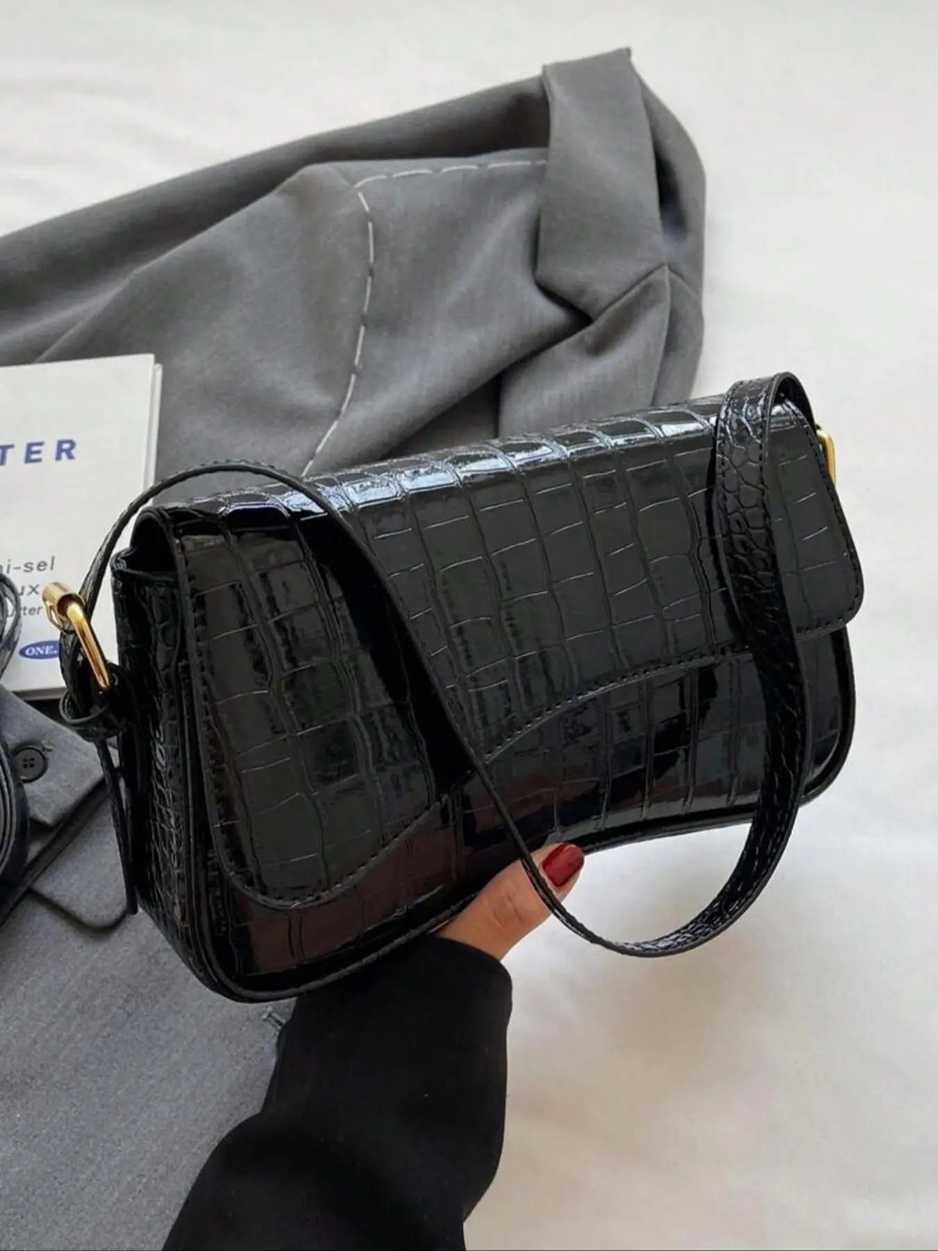 Women's Elegant Solid Color Flap Shoulder Clutch, Fashionable PU Leather Baguette Bag for Daily Life, Casual Trendy Versatile Convertible Shoulder Bag for Women & Girls, Fashion Purses, Crossbody Clutch Purse
