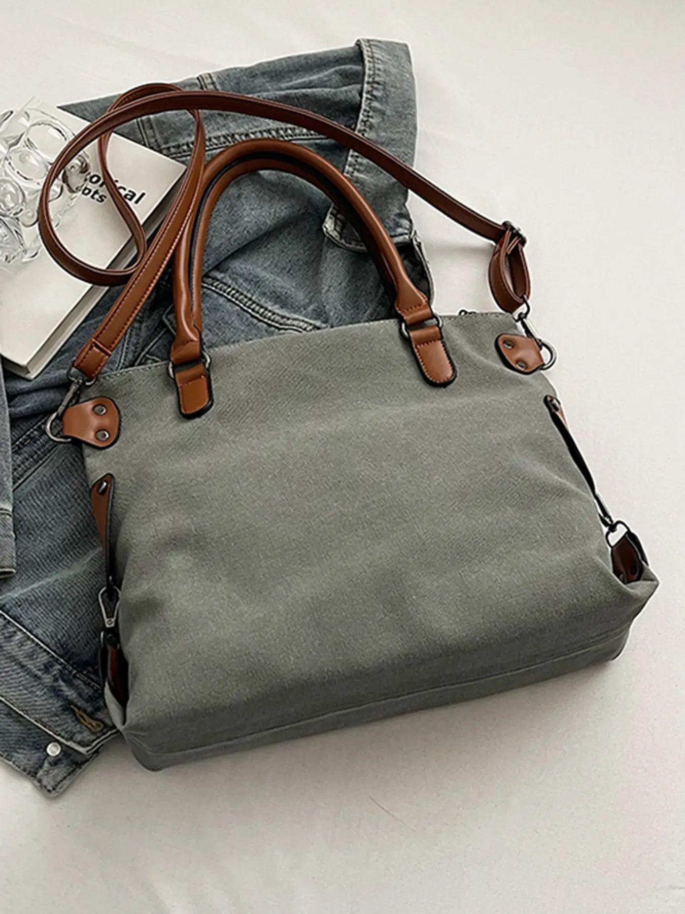 Women's Fashionable Letters Pattern Tote Bag, Large Capacity Crossbody Shoulder Bags, Casual Versatile Vintage All-match Shoulder Bag for Daily Life, Commuter Bag, Casual Commuting Bag
