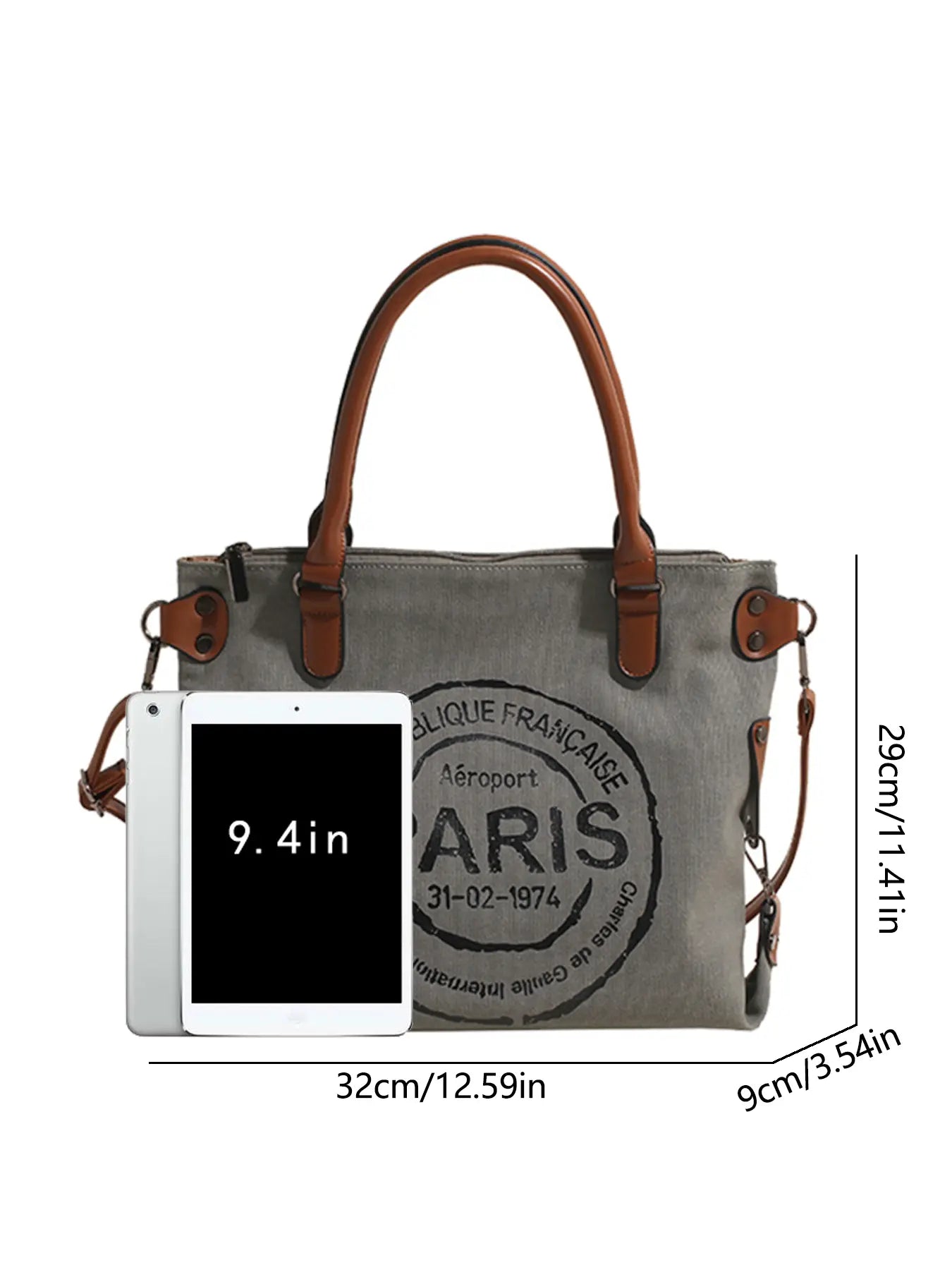 Women's Fashionable Letters Pattern Tote Bag, Large Capacity Crossbody Shoulder Bags, Casual Versatile Vintage All-match Shoulder Bag for Daily Life, Commuter Bag, Casual Commuting Bag