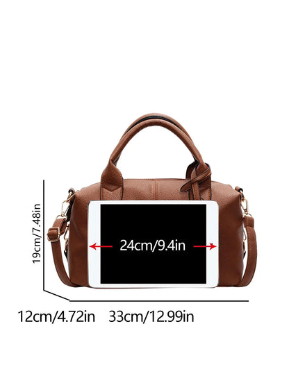 Women's Retro Textured Domed Crossbody Bag, Soft PU Leather Casual Shoulder Tote, Versatile Commuter Handbag for Daily Use and and Various Occasions, Simple Solid Color Pillow Bag, Handbag Shoulder Purse, Chic Crossbody Bag