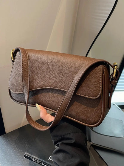 Women's Elegant Solid Color Flap Shoulder Clutch, Fashionable PU Leather Baguette Bag for Daily Life, Casual Trendy Versatile Convertible Shoulder Bag for Women & Girls, Fashion Purses, Crossbody Clutch Purse