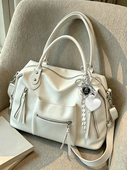 Retro tote bag, versatile textured commuter messenger bag, women's one-shoulder messenger bag, Casual commuter bag, suitable for daily commuting, short-term travel, etc.