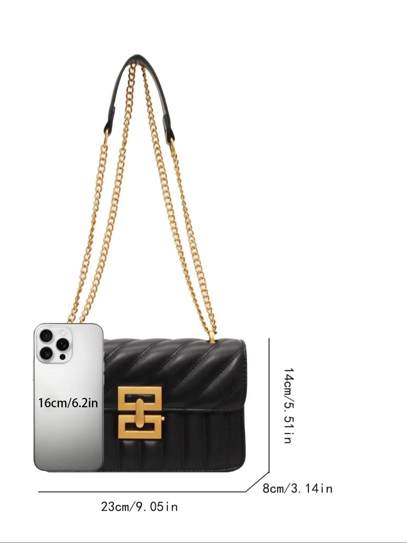 Women's Fashion Chain Strap Crossbody Bag, Casual Versatile Shoulder Bag for Daily Travel Work Commute, Trendy All-match Commuter Bag, Girl Fashionable Shopping Bag, Adjustable Crossbody Shoulder, Casual Crossbody Bags, Stylish Crossbody