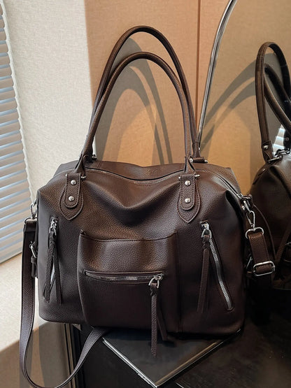 Retro tote bag, versatile textured commuter messenger bag, women's one-shoulder messenger bag, Casual commuter bag, suitable for daily commuting, short-term travel, etc.