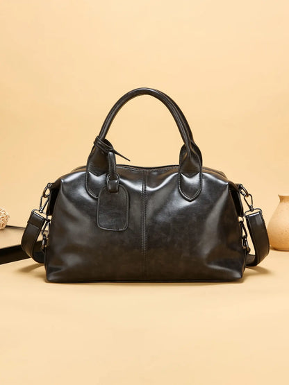 Women's Retro Textured Domed Crossbody Bag, Soft PU Leather Casual Shoulder Tote, Versatile Commuter Handbag for Daily Use and and Various Occasions, Simple Solid Color Pillow Bag, Handbag Shoulder Purse, Chic Crossbody Bag