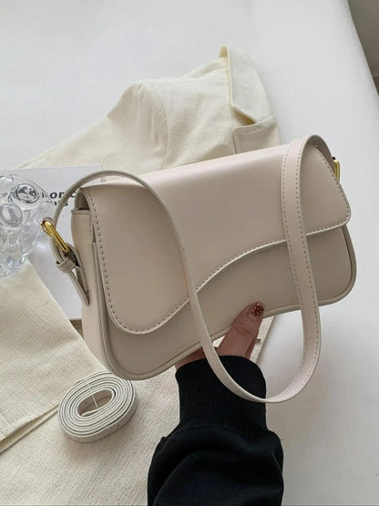 Women's Elegant Solid Color Flap Shoulder Clutch, Fashionable PU Leather Baguette Bag for Daily Life, Casual Trendy Versatile Convertible Shoulder Bag for Women & Girls, Fashion Purses, Crossbody Clutch Purse
