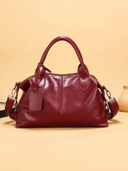 Women's Retro Textured Domed Crossbody Bag, Soft PU Leather Casual Shoulder Tote, Versatile Commuter Handbag for Daily Use and and Various Occasions, Simple Solid Color Pillow Bag, Handbag Shoulder Purse, Chic Crossbody Bag