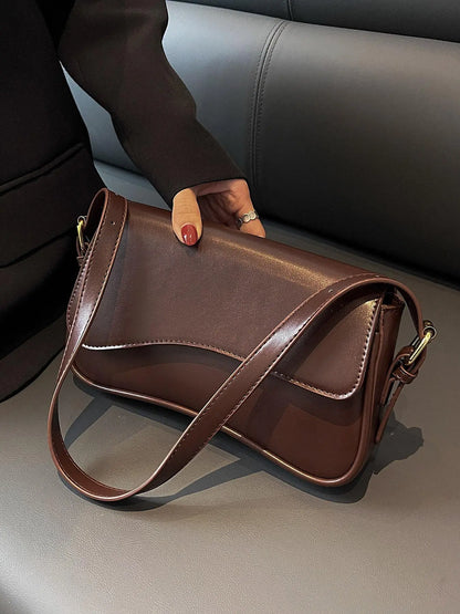 Women's Elegant Solid Color Flap Shoulder Clutch, Fashionable PU Leather Baguette Bag for Daily Life, Casual Trendy Versatile Convertible Shoulder Bag for Women & Girls, Fashion Purses, Crossbody Clutch Purse