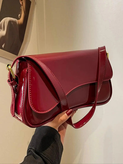 Women's Elegant Solid Color Flap Shoulder Clutch, Fashionable PU Leather Baguette Bag for Daily Life, Casual Trendy Versatile Convertible Shoulder Bag for Women & Girls, Fashion Purses, Crossbody Clutch Purse