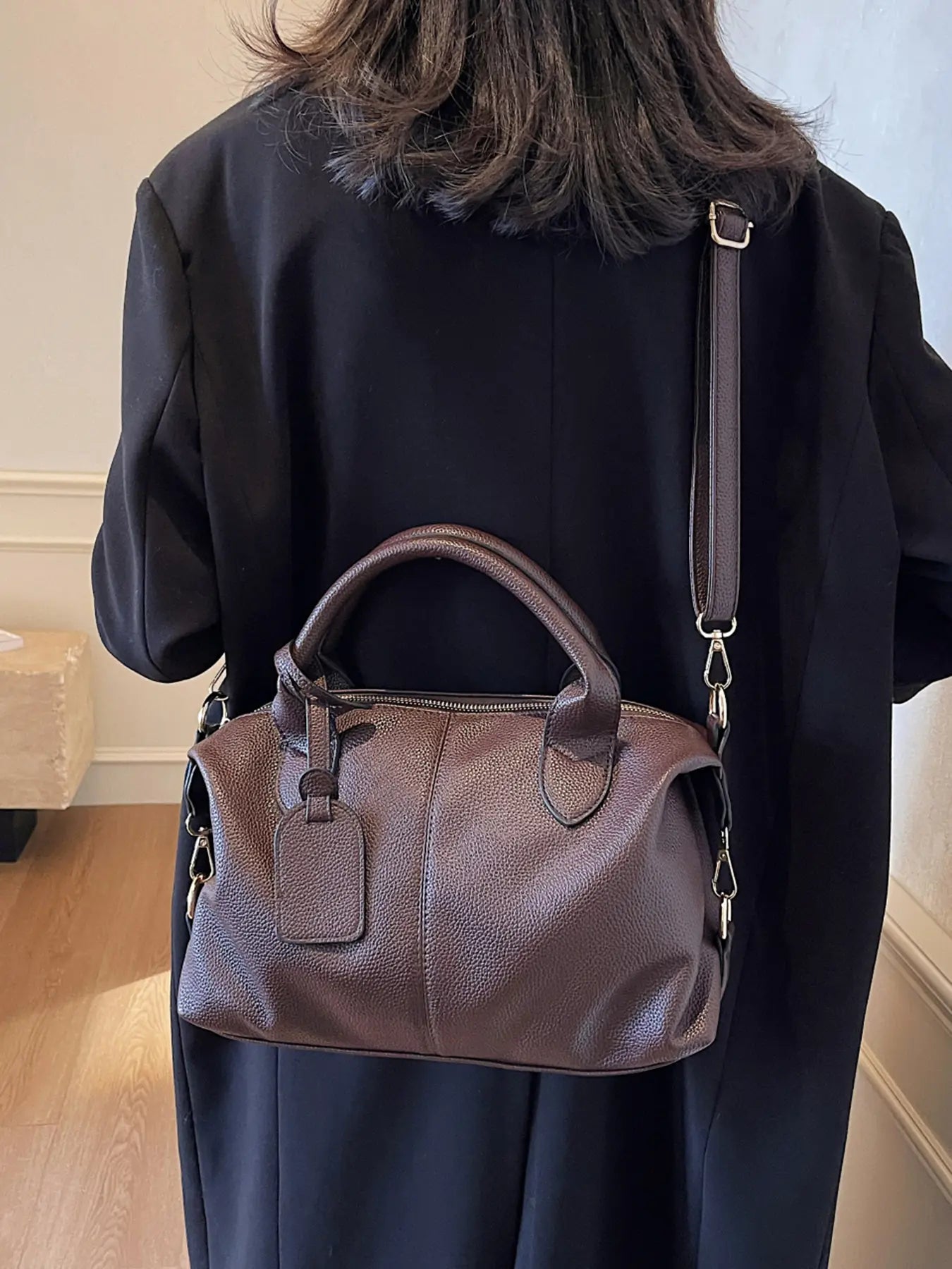 Women's Retro Textured Domed Crossbody Bag, Soft PU Leather Casual Shoulder Tote, Versatile Commuter Handbag for Daily Use and and Various Occasions, Simple Solid Color Pillow Bag, Handbag Shoulder Purse, Chic Crossbody Bag