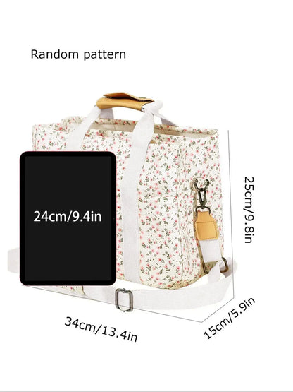 Floral Print Tote Bag, Large Capacity Multi-compartment Handbag, Lightweight Outing Fashion Mommy Bag, Women's Bag, Multifunctional Insulated Bag, Insulated Lunch Bag, Lunch Box Bag, Lunch Cooler Bag, Lunch Bags Women, Lunch Bag Gift