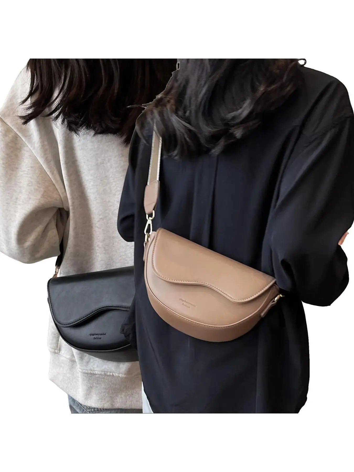 Women's Retro Solid Color Saddle Bag, Wide Shoulder Strap Messenger Bag, Fashionable Classic Popular Shoulder Bag, Crossbody Shoulder Bag, Everyday Crossbody Bag, Suitable for Daily Outing