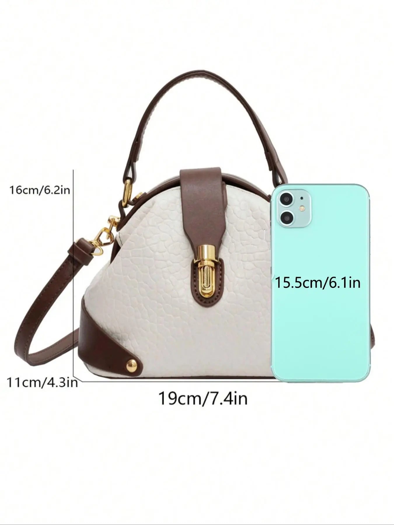Women's Elegant Colorblock Handbag, Fashionable PU Leather Crossbody Shoulder Bag, Casual Trendy Versatile High-end Commuting Bag