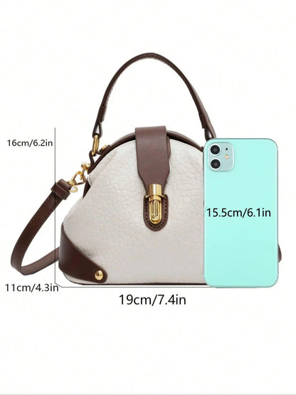 Women's Elegant Colorblock Handbag, Fashionable PU Leather Crossbody Shoulder Bag, Casual Trendy Versatile High-end Commuting Bag