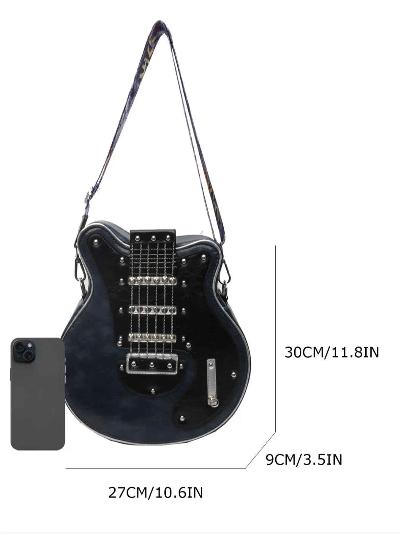 Street Style Guitar Design Purses, Casual Fashion Bag, Casual Crossbody Bags Women, Casual Handbag Satchel, Pu Leather Y2k Trendy Shoulder Bag, Vintage Crossbody Messenger Bag for Daily Party Use, Adjustable Crossbody Shoulder