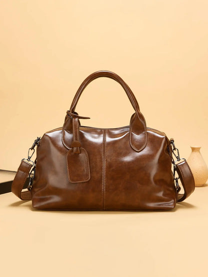 Women's Retro Textured Domed Crossbody Bag, Soft PU Leather Casual Shoulder Tote, Versatile Commuter Handbag for Daily Use and and Various Occasions, Simple Solid Color Pillow Bag, Handbag Shoulder Purse, Chic Crossbody Bag